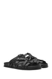 دمپایی زنانه چرمی مشکی دری مد