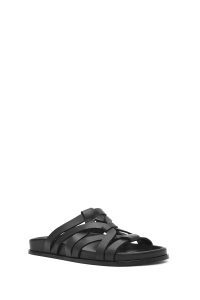 دمپایی زنانه چرمی مشکی دری مد