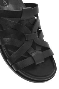 دمپایی زنانه چرمی مشکی دری مد