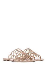 دمپایی زنانه ژله‌ای بژ طرح‌دار دری مد