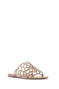 دمپایی زنانه ژله‌ای بژ طرح‌دار دری مد