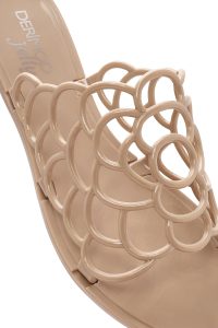 دمپایی زنانه ژله‌ای بژ طرح‌دار دری مد