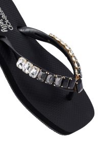 دمپایی زنانه ژله‌ای مشکی نگین‌دار دری مد