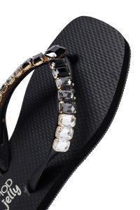 دمپایی زنانه ژله‌ای مشکی نگین‌دار دری مد