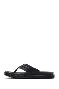 دمپایی مردانه چرمی مشکی دری مد