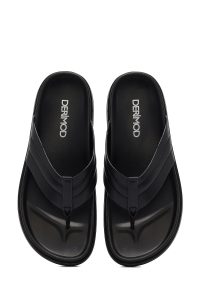 دمپایی مردانه چرمی مشکی دری مد