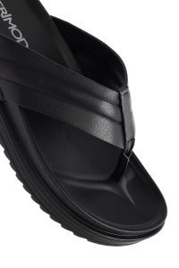 دمپایی مردانه چرمی مشکی دری مد