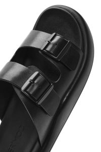 دمپایی چرمی مردانه مشکی سگک‌دار دری مد