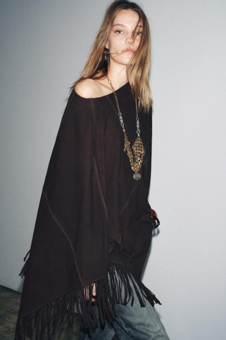 شنل چرمی زنانه ریشه‌دار زارا – ZARA