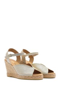 صندل اسپادریل زنانه طلایی بنددار پاشنه لژ اکلیلی دری مد