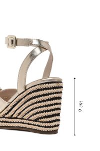 صندل اسپادریل زنانه طلایی بنددار پاشنه لژ متالیک دری مد