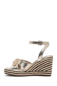 صندل اسپادریل زنانه طلایی بنددار پاشنه لژ متالیک دری مد