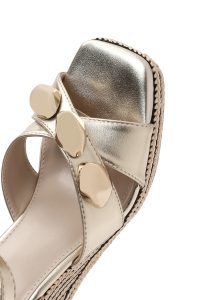 صندل اسپادریل زنانه طلایی بنددار پاشنه لژ متالیک دری مد