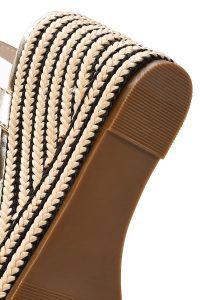 صندل اسپادریل زنانه طلایی بنددار پاشنه لژ متالیک دری مد