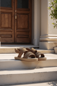 صندل اسپادریل زنانه طوسی جیر بافت‌دار دری مد