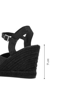 صندل اسپادریل زنانه مشکی بنددار پاشنه لژ اکلیلی دری مد