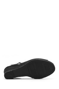 صندل اسپادریل زنانه مشکی بنددار پاشنه لژ اکلیلی دری مد