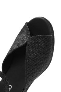 صندل اسپادریل زنانه مشکی بنددار پاشنه لژ اکلیلی دری مد