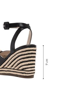 صندل اسپادریل زنانه مشکی بنددار پاشنه لژ دری مد