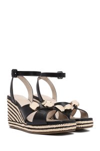 صندل اسپادریل زنانه مشکی بنددار پاشنه لژ دری مد