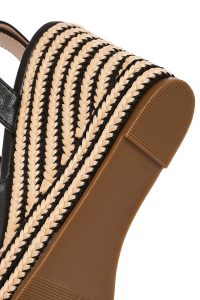 صندل اسپادریل زنانه مشکی بنددار پاشنه لژ دری مد