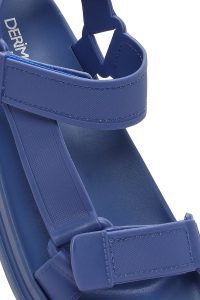 صندل زنانه آبی ژله‌ای تخت ضخیم بندی دری مد