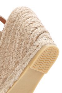 صندل زنانه اسپادریل بژ پاشنه یکسره گیوه ای بندی جیر دری مد