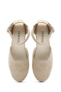 صندل زنانه اسپادریل جیر بژ بنددار مچ پا لژدار دری مد