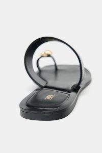 صندل زنانه انگشتی مهره‌ای متالیک زارا – ZARA