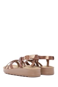 صندل زنانه برنز متالیک با زیره ضخیم دری مد