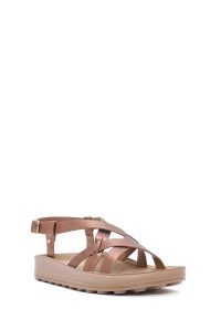 صندل زنانه برنز متالیک با زیره ضخیم دری مد