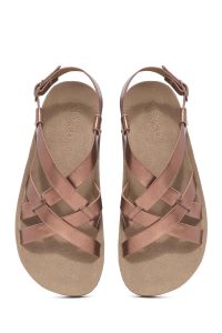 صندل زنانه برنز متالیک با زیره ضخیم دری مد