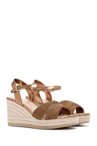 صندل زنانه برنزی بندی لژدار متالیک اسپادریل دری مد