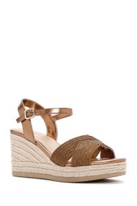 صندل زنانه برنزی بندی لژدار متالیک اسپادریل دری مد