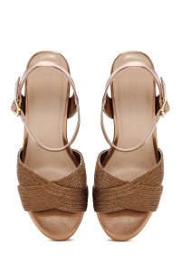 صندل زنانه برنزی بندی لژدار متالیک اسپادریل دری مد