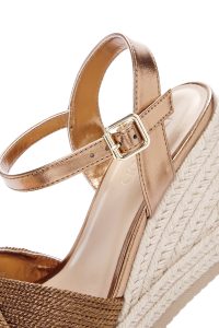 صندل زنانه برنزی بندی لژدار متالیک اسپادریل دری مد