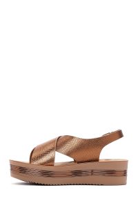 صندل زنانه برنزی کفی ضخیم متالیک دری مد