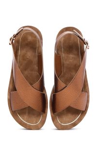 صندل زنانه برنزی کفی ضخیم متالیک دری مد