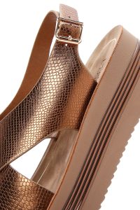 صندل زنانه برنزی کفی ضخیم متالیک دری مد