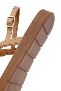 صندل زنانه بژ انگشتی نگین‌دار دری مد