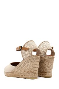 صندل زنانه بژ بنددار لژدار اسپادریل دری مد