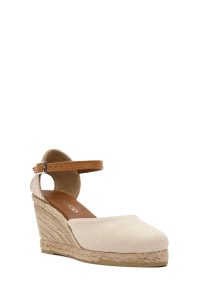 صندل زنانه بژ بنددار لژدار اسپادریل دری مد