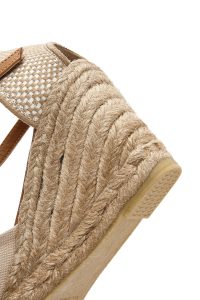 صندل زنانه بژ بنددار لژدار اسپادریل دری مد