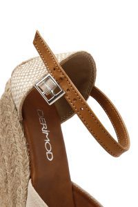 صندل زنانه بژ بنددار لژدار اسپادریل دری مد