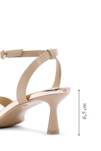 صندل زنانه بژ بنددار پاشنه‌دار دری مد