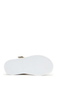 صندل زنانه بژ بندی چرمی دری مد