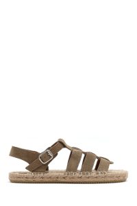 صندل زنانه بژ سگک‌دار جیر کنفی دری مد