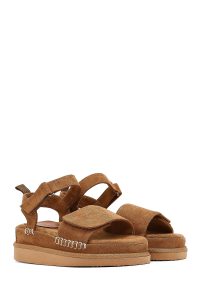 صندل زنانه جیر قهوه‌ای لژدار دری مد