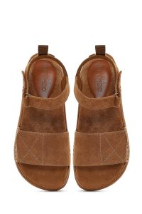 صندل زنانه جیر قهوه‌ای لژدار دری مد