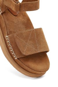 صندل زنانه جیر قهوه‌ای لژدار دری مد